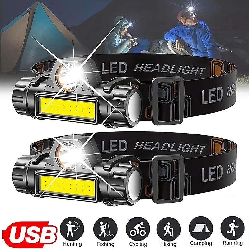 Fishing Headlamp - Lampu Kepala LED COB USB Isi