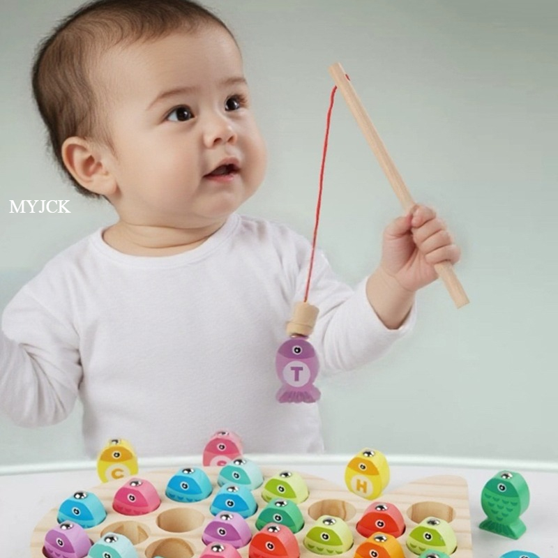 Fishing Equipment Kids - Mainan Permainan Memancing Kayu untuk Anak-Anak,