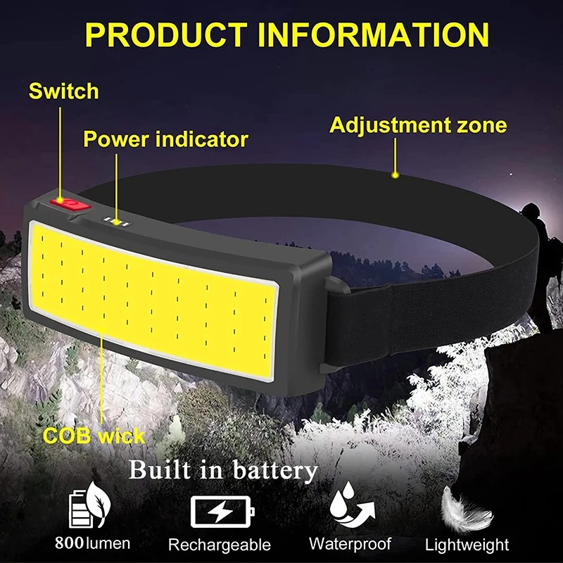 Lampu Kepala LED COB yang Kuat - Fishing Headlamp ulasan dan harga