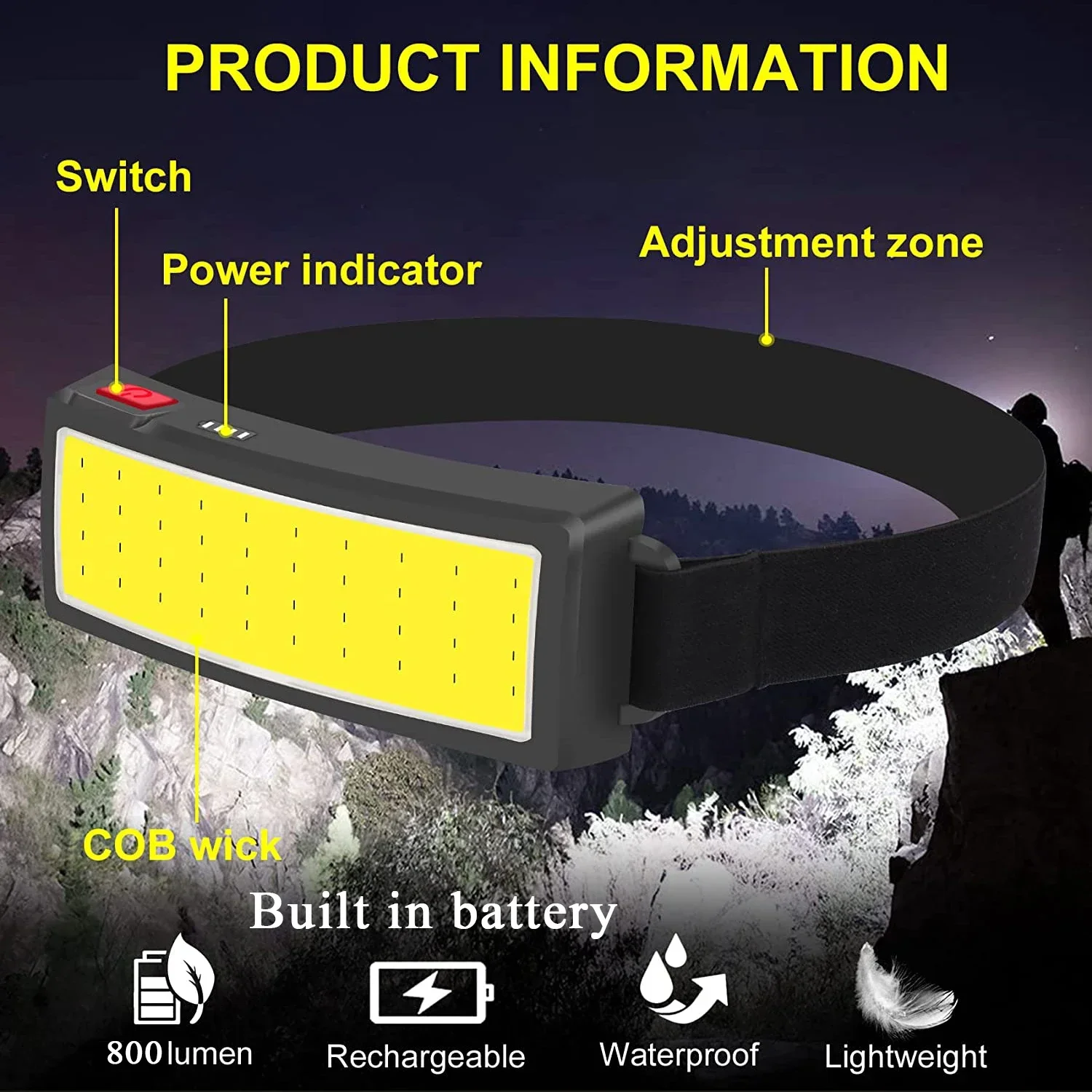 Lampu Depan LED COB Kuat Sente - Fishing Headlamp ulasan dan harga